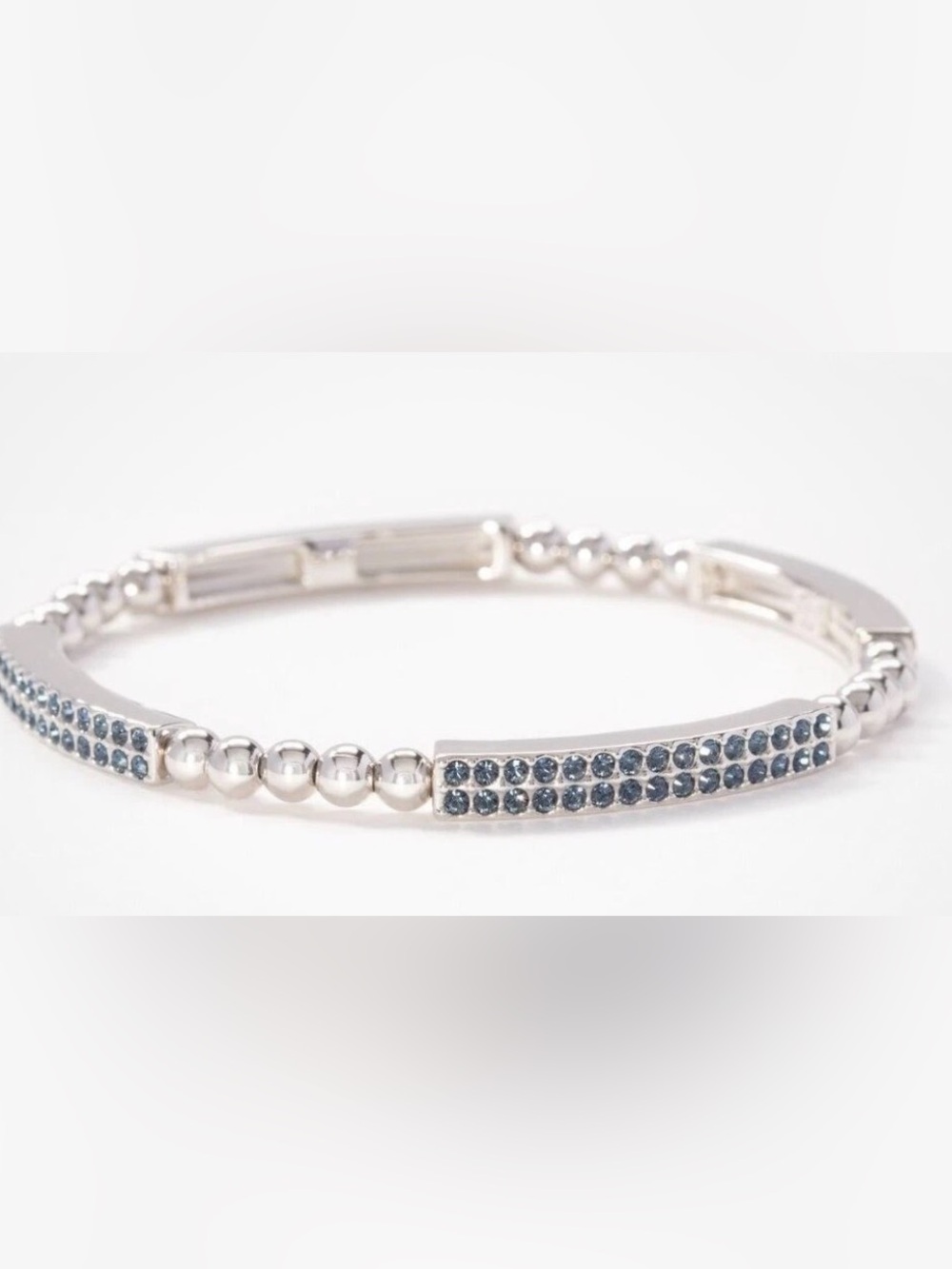 Touchstone Crystal FINAL STRETCH bracelet rhodium plated Montana crystals BNIB